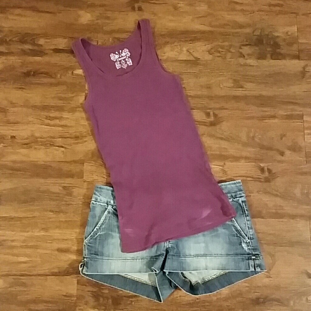 Purple Ribbed Tank Top
